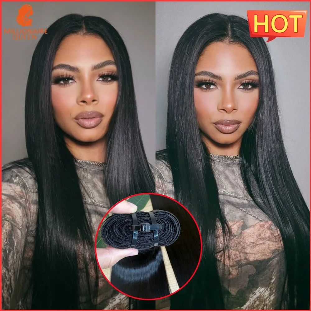 Ciocche di Capelli Umani Vergini 100% Non Trattati, Doppia Trama, Lisci, Millionaire Queen, 120g/1 Pezzo, Estensioni per Capelli per Donne - immagine 3