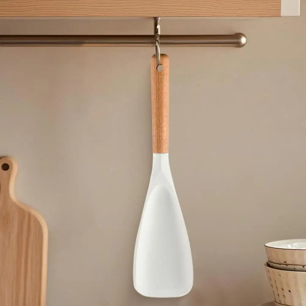Silicone Cooking Spoon for Nonstick Cookware BPA-Free Wood Handle Heat Resistant Stir Scoop for Mixing Scoop And Scrape