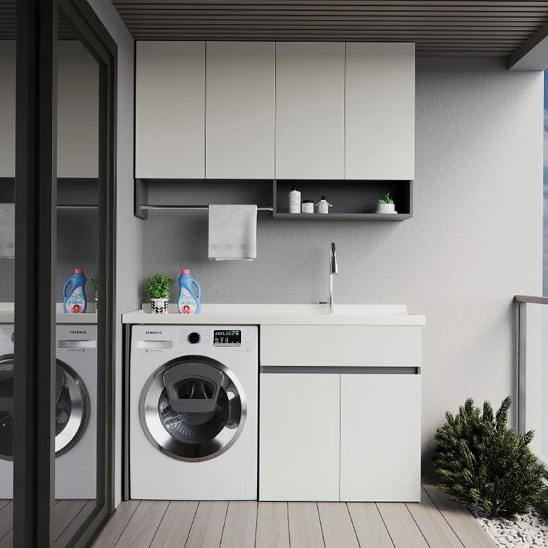 Honeycomb aluminum washing machine balcony integrated cabinet combination laundry cabinet laundry pool basin significant other w