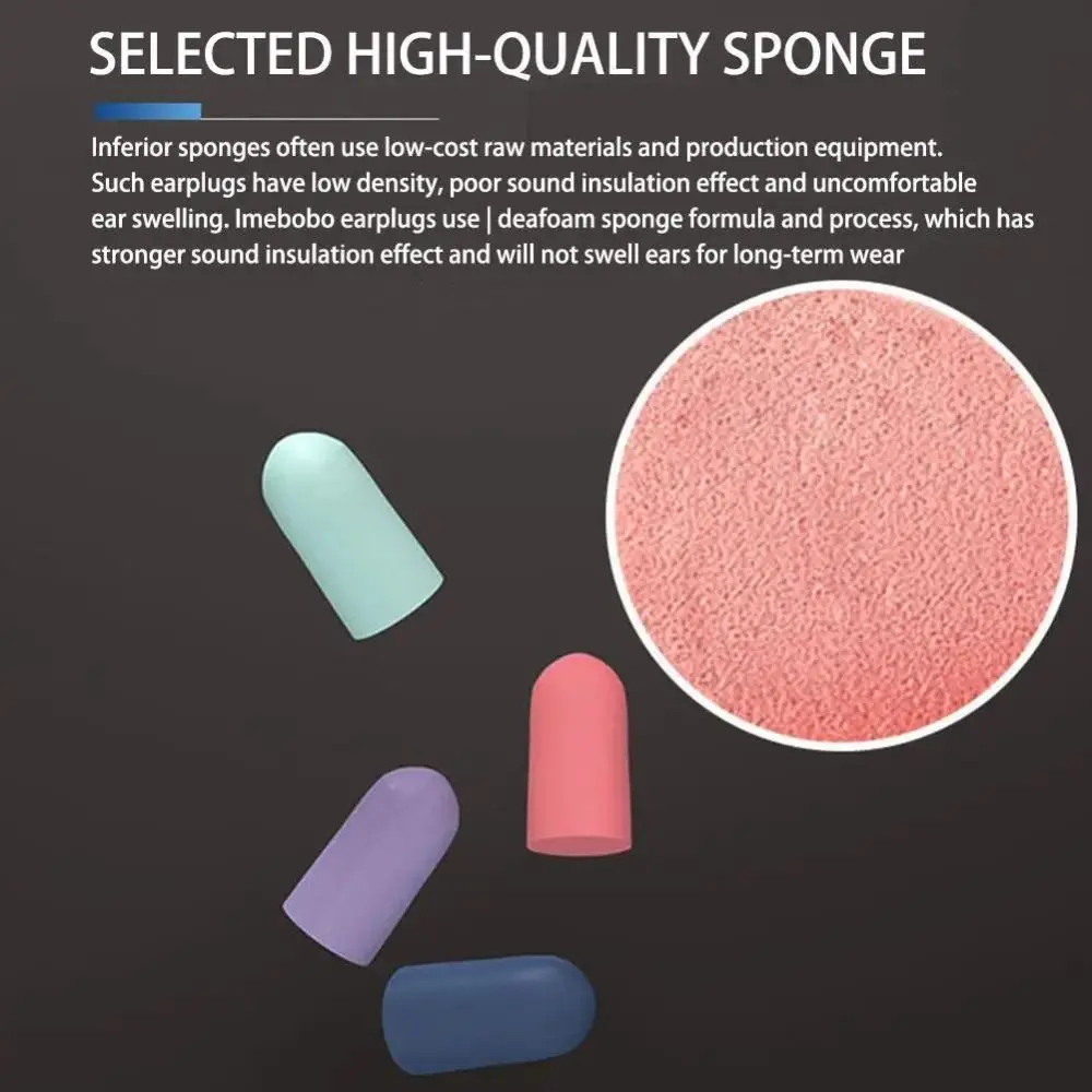 Noise Reduction Sleeping Ear Plug Slow Rebound Sound Insulation Soundproof Earplugs Sponge Reusable Anti Noise Ear Plugs