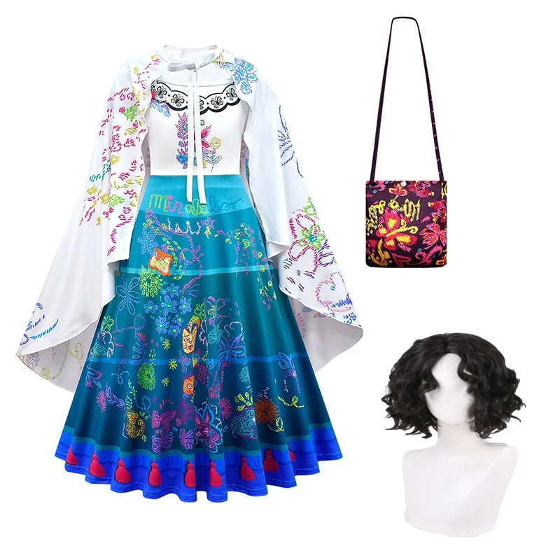 

Movie Girls Princess Dress Cosplay Costume Short Sleeve Fashion Outfits Wig Children Halloween Birthday Party Clothing Role Play