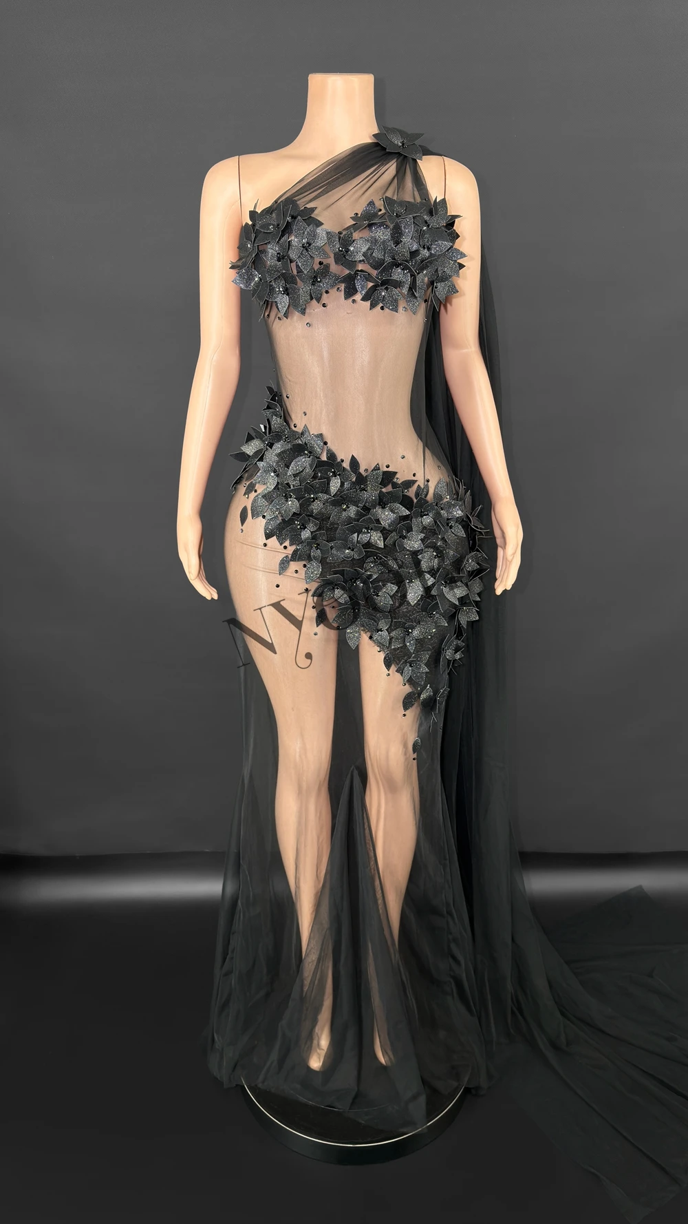 Sexy Sheer Tail Long Dress for Women Elegant Wedding Evening Prom Birthday Dress Photography Dress Singer Show Stage Wear