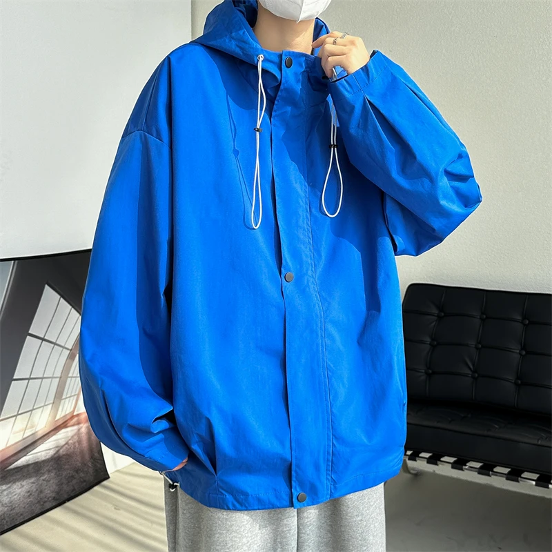 

Streetwear 2023 Spring Hooded Casual Man Jacket Outdoor Coat Black Windbreak Bomber Jackets For Men