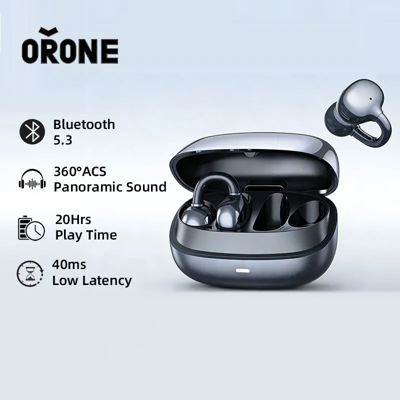 ORONE CP1 이어클립 이어버드 오픈형 무선 이어폰 블루투스 5.3 클립형 스포츠 헤드폰 IPX5 방수 베이스 부스트