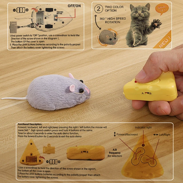 Wireless Electronic Remote Control Rat Plush RC Mouse Toy Hot Flocking Emulation Toys Rat for Cat Dog,Joke Scary Trick Toys 1