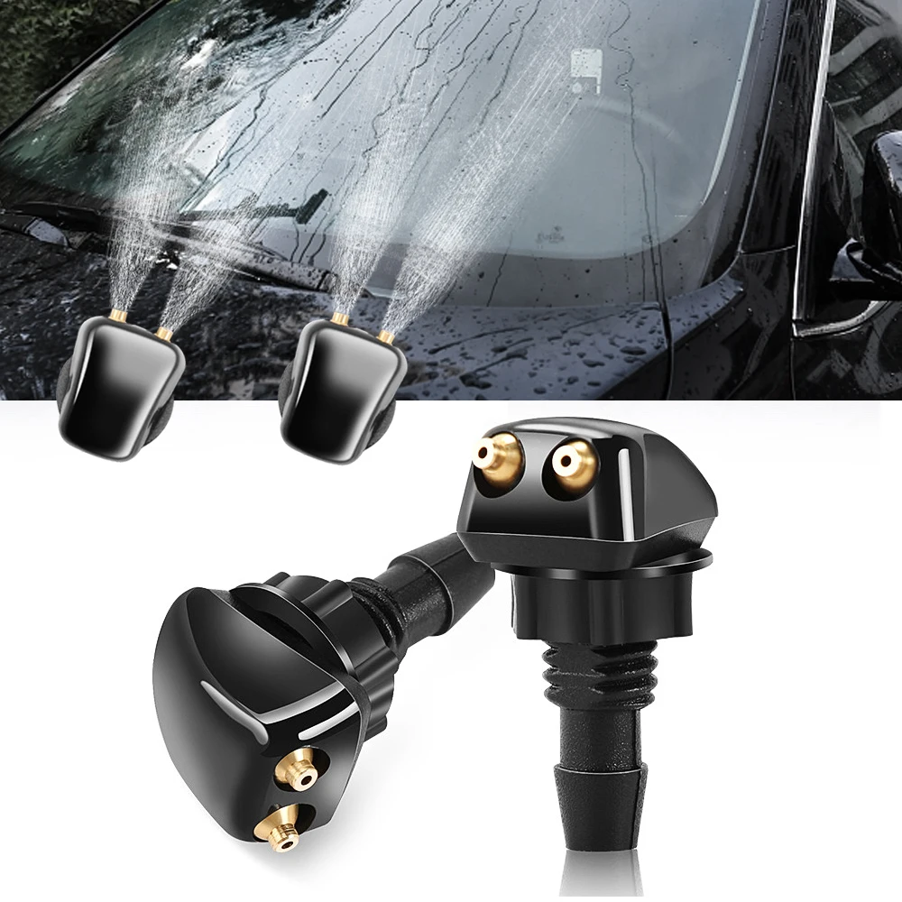 X Jet Spray Nozzle Pressure Washer 2-PC Universal Windshield Washer Nozzles - 4-Way Adjustable Water Spray For Most Cars (Black) Rocket Water Sprinkler