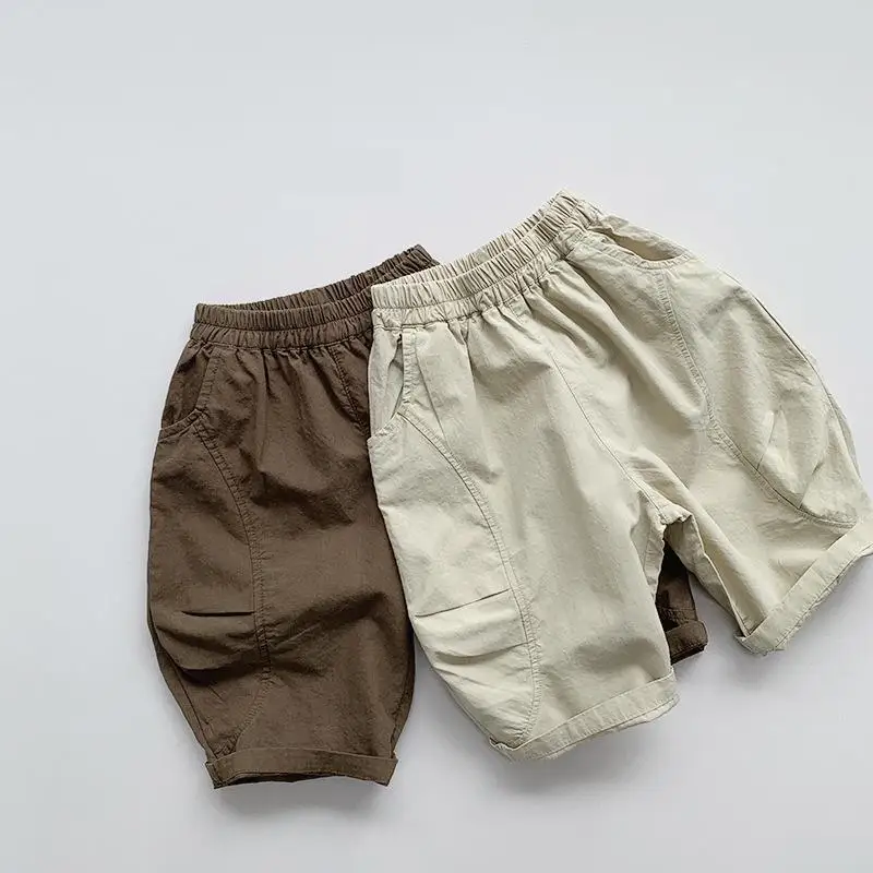 2024 Summer New Children Casual Pants Solid Versatile Baby Girls Mosquito Proof Pants Cotton Kids Harem Pants Boys Cropped Pants