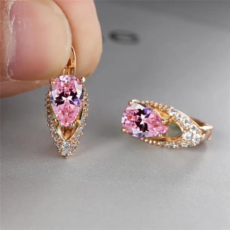 Cute Female Black Zircon Stone Clip Earrings Boho Gold Color Rainbow Crystal Wedding Jewelry For Women ear clip earrings,clip earrings,ear clip,ear accessories