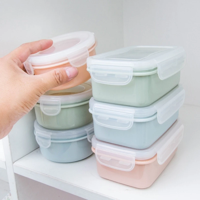 Mini Plastic Food Storage Containers With Lids Small Airtight Containers  Round School Lunch Box For Children Leftover Food Box - AliExpress