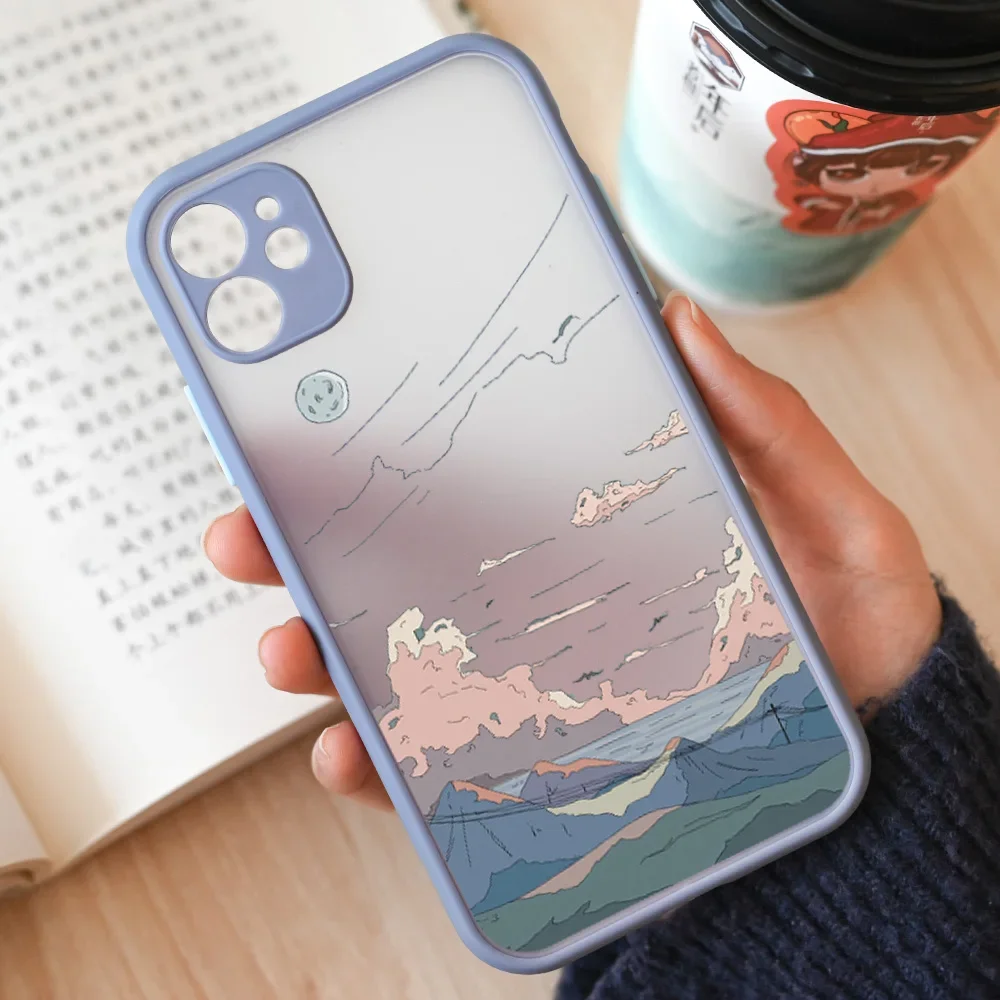 Anime Landscape Hard Matte Phone Case | Scenic Design Protective Cover