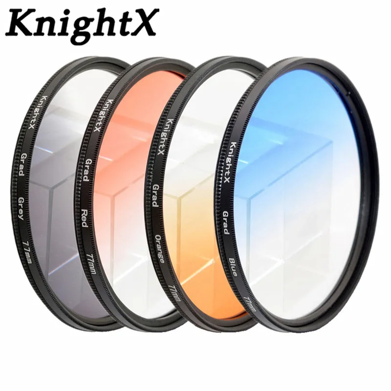 KnightX Grad Blue Orange Red Gray Neutral Density Camera Lens Filter For canon eos sony nikon 52mm 58mm 77mm Camera Lens Filter Variable ND Filter