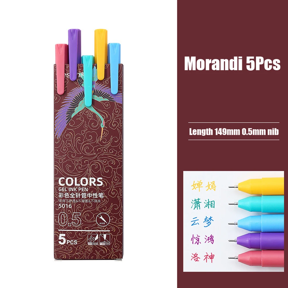 5 Pcs/Set 0.5mm Colored Gel Pens Kawaii Simple Neutral Pen For Kids Gifts School Office Supplies Student Korean Stationery