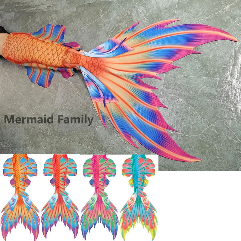 

Professional Custom Made Size Mermaid Tail Swimsuit With Swimming Monofin HD Printing Fish Skin Beachwear Tail Christmas Gift