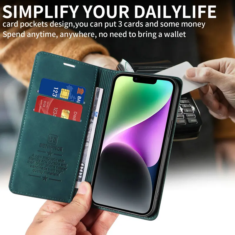 RFID Leather Flip Phone Case - Premium Book Cover