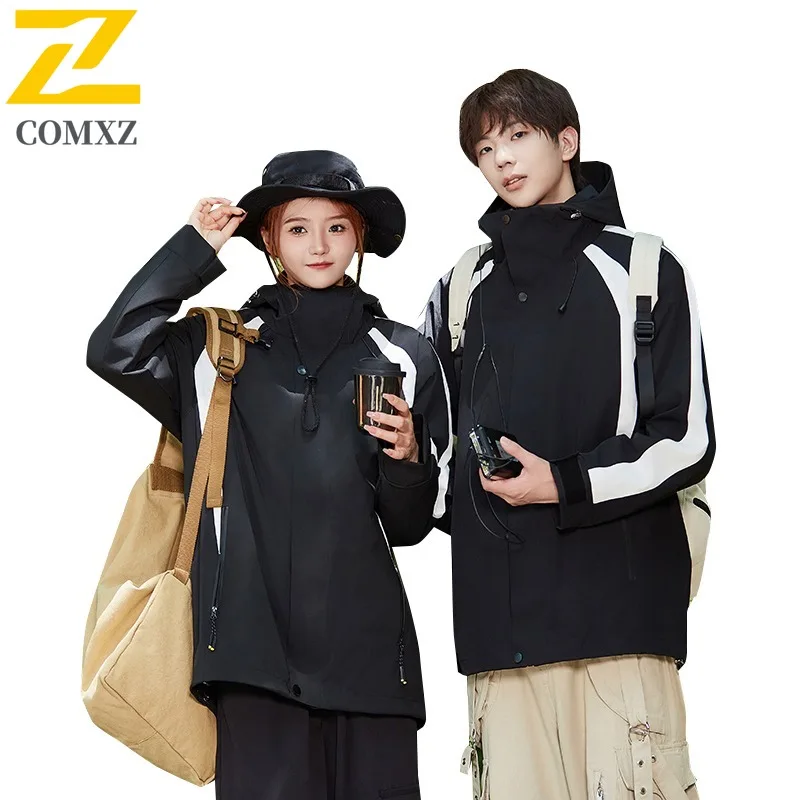 COMXZ Multi Functional Mens Jacket Lightweight Outdoor Rock Climbing Hooded Street Fashion Windproof Autumn Zipper Clothing