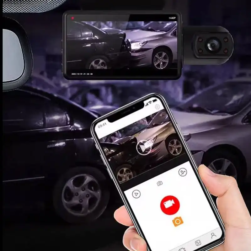 3 Camera Lens Car DVR HD 1080P Dash Camera IR Night Vision 3-Channel Dash Cam Video Recorder Loop Recording 24H Parking Monitor