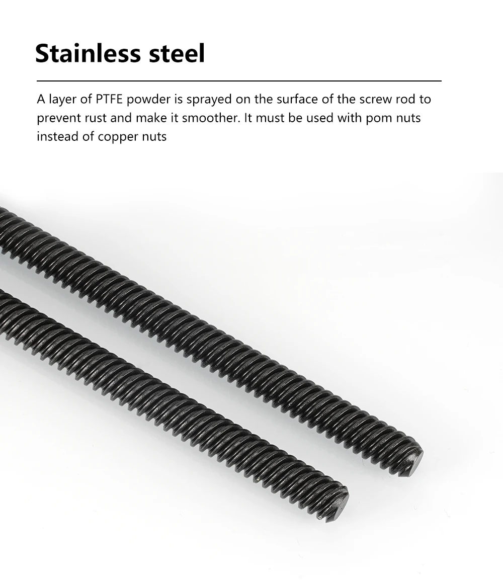 torlipy ptfe revestiu comprimento do passo da ligação da linha do parafuso de ligação com impressora da porca de pom parte preto do leadscrew
