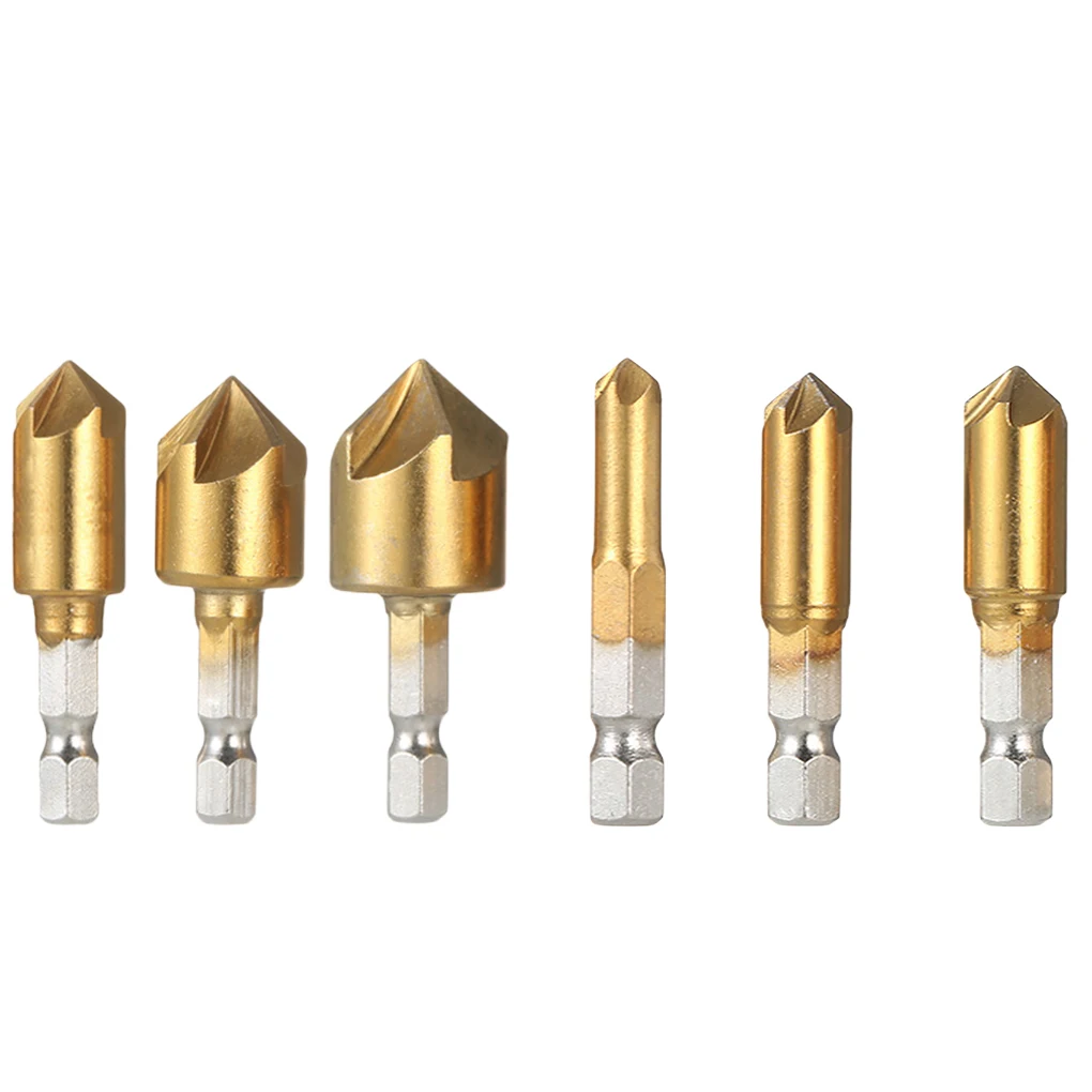 

3 Pieces Countersink Drill Bits Woodworking Drilling Hole Puncher Bevel Portable Replacement Sharpening Milling 6-9mm