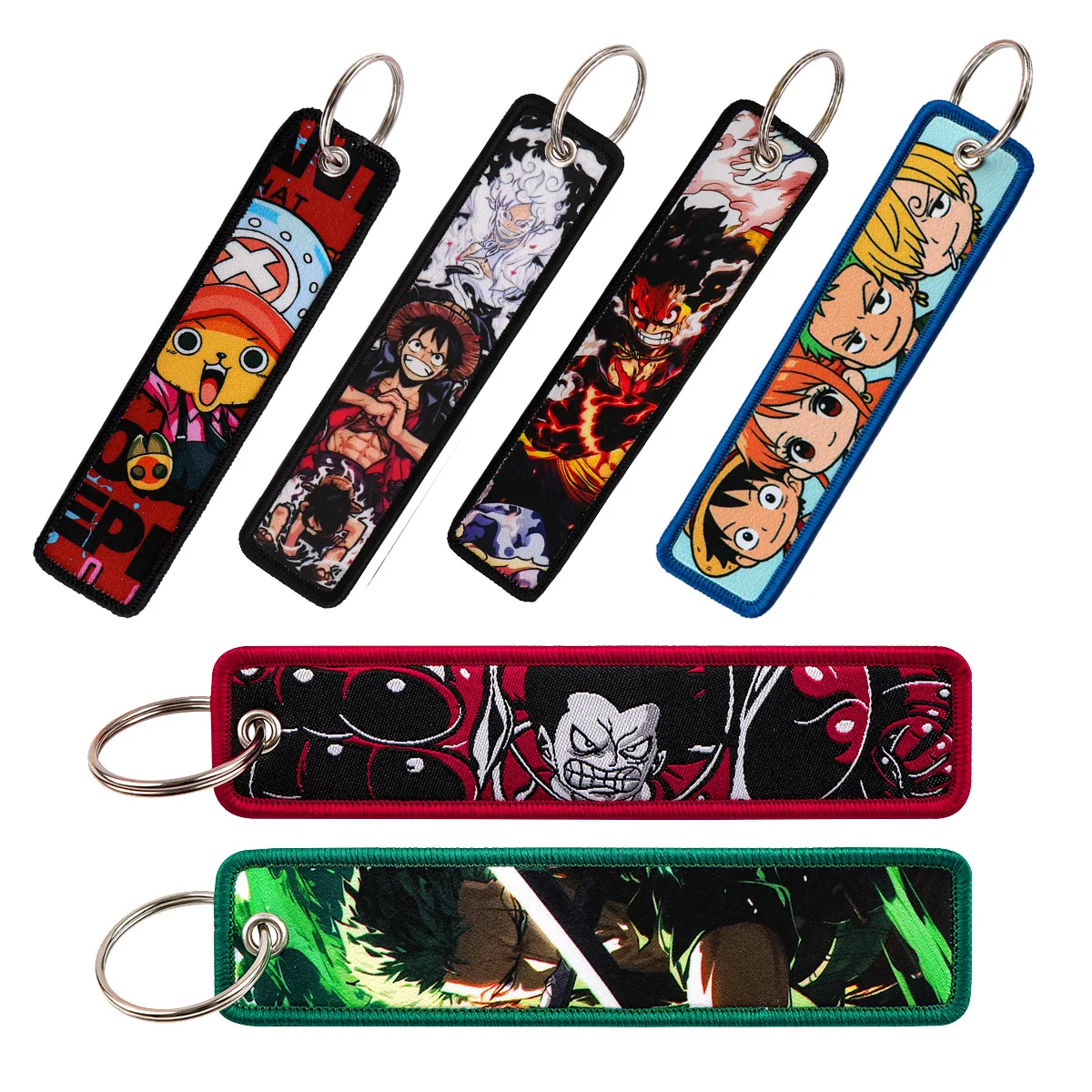 Niedliche Piraten-Schlüsselanhänger mit Stickerei, Manga-Schlüsselanhänger, Anime-Schlüsselringe für Taschen, Autos, Geschenke für Fans, Cosplay-Accessoires
