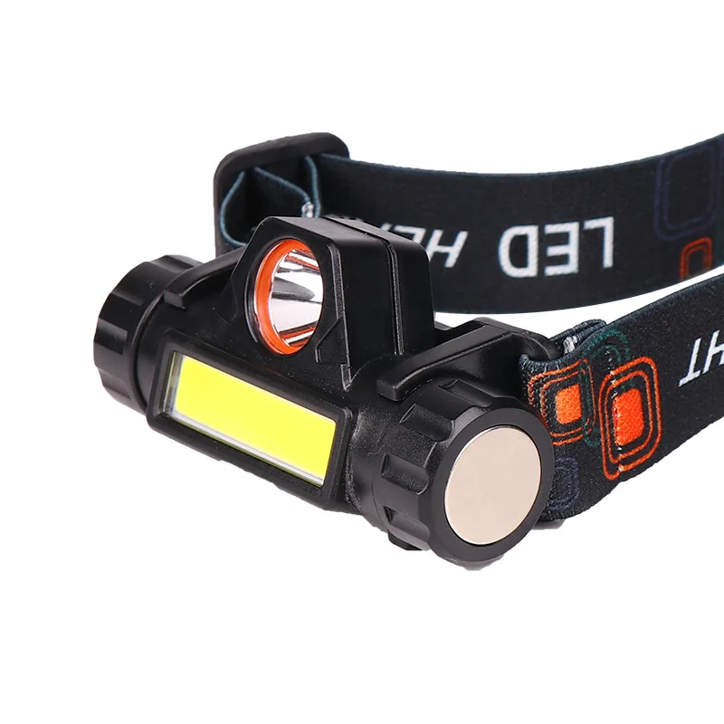 

Head mounted lamp outdoor bright light flashlight with magnet Working light micro USB Rechargeable ABS built-in lithium battery