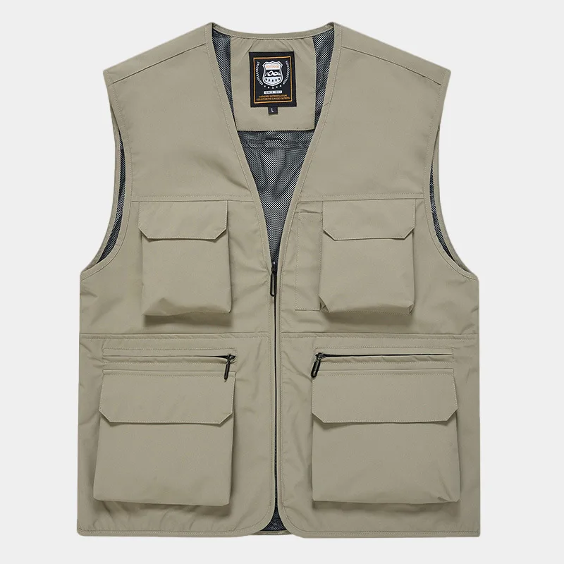 Men's Quick Drying Waterproof Vest Multi Pocket Lightweight Breathable Men Clothing Outdoor Daily Leisure Work Attire Style
