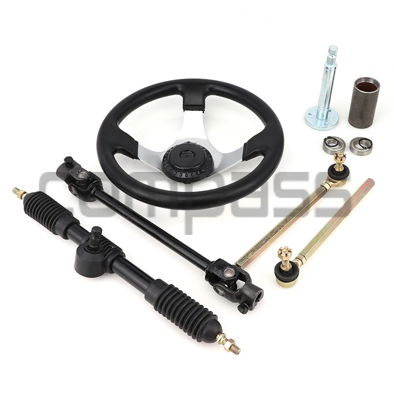 300mm Steering Wheel Assembly 420mm Gear Rack Pinion 380mm U Joint Tie Rod Knuckle Assy For Chinese 110cc Go Kart Quad Parts