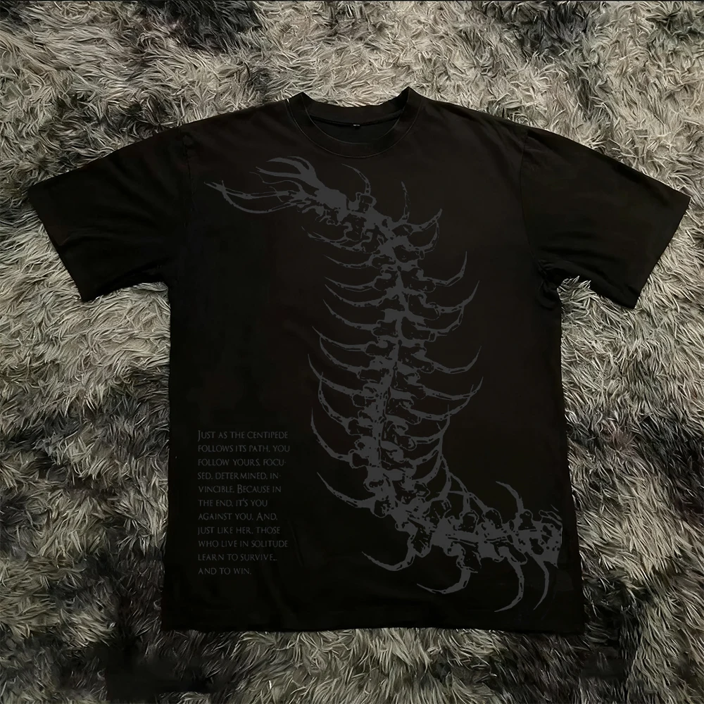 Camiseta Clásica de Verano Estilo Gótico Y2K, Camiseta Oversize con Estampado, Camisetas Urbanas, Cuello Redondo, Tops de Algodón para Hombre y Mujer