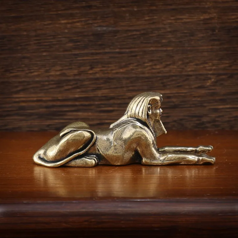 Vintage Brass Desktop Figure of Sphinx with Human Face, Perfect Gift for Collectors, Home Decor and Office Decoration
