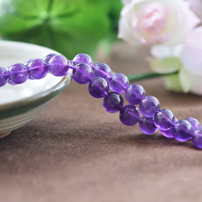 

Joanlyn Full Strand Grade A Natural Uruguay Amethyst Beads 4mm-12mm NOT Dyed Smooth Polished Round 15 Inch Strand AT02