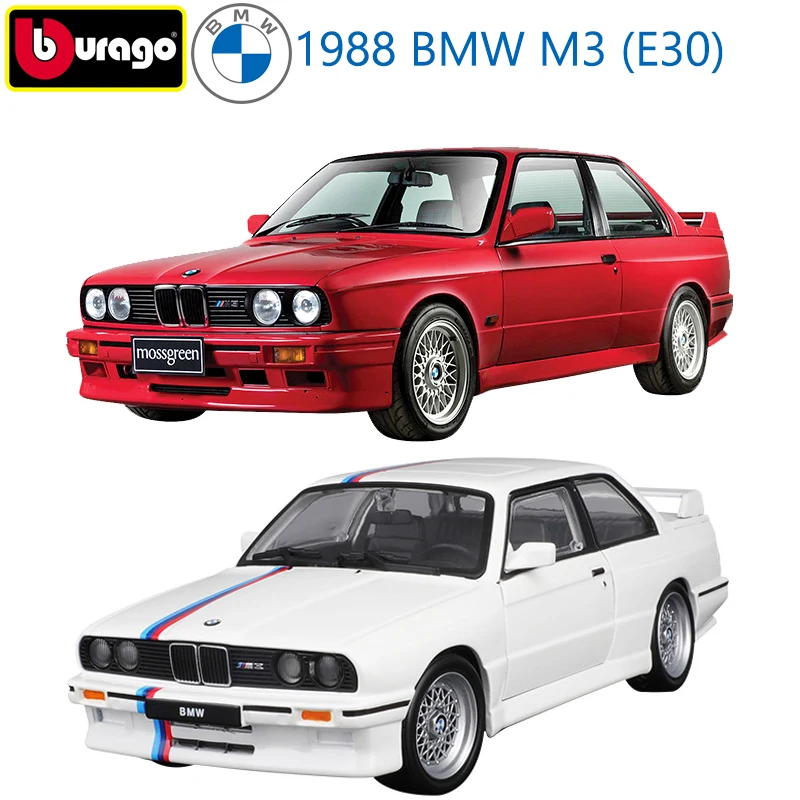 Bburago 1998 BMW M3 (E30) Sports Cars Model 1:24 Scale Alloy Static Die Cast Vehicles Collectible Model Car Toys For Adults