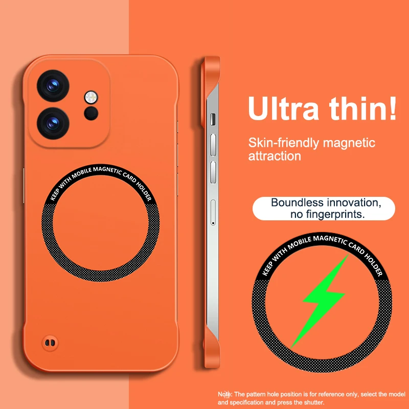 Ultra-Thin Frameless Magnetic Hard Case with Wireless Charging Compatibility
