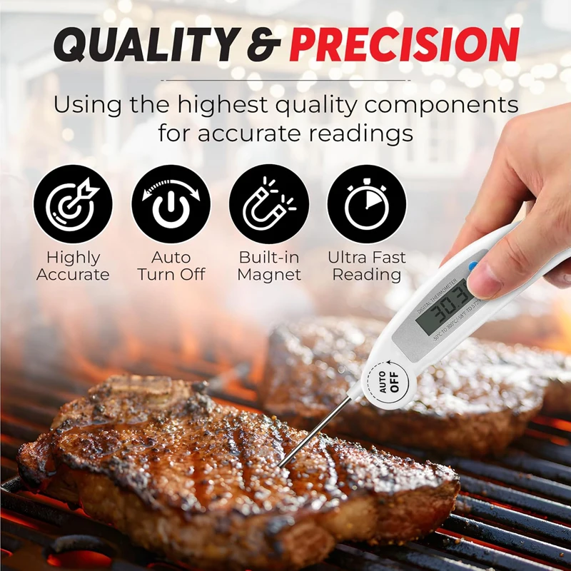 Foldable Thermometer Drink Measuring Tool Kitchen Oil Coffee Thermometer Barbecue Milk Water BBQ Digital Meat