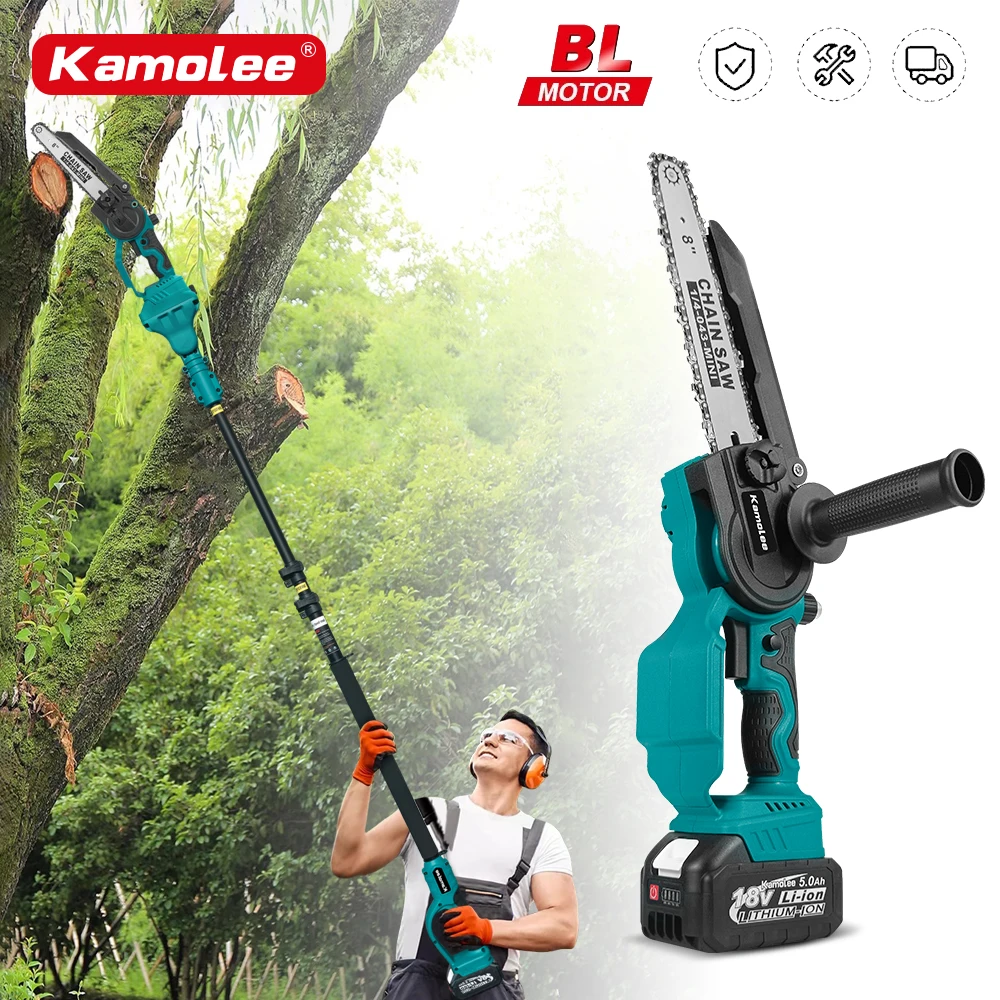 

Kamolee 5.0Ah 6 Inch 8 Inch Mini Brushless Electric Saw Rechargeable Chain Saw Wood Cutter Pruning Garden Power Tools