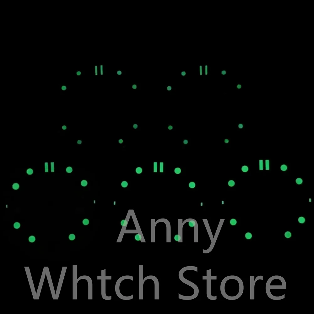 Green Luminous Chronograph Watch Dial with Date Windows, 31mm
