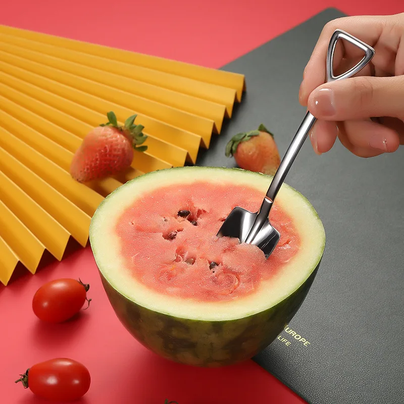 Stainless steel tableware creative watermelon spoon shovel spoon net red dessert ice cream spoon