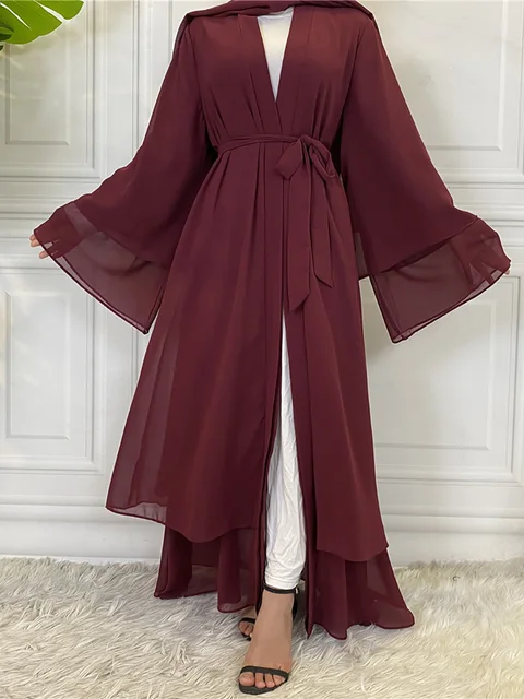 Robe de Ramadan en mousseline de soie, Abaya, dubaï, turquie, Kaftan musulman pour femmes, Kimono modeste, Caftan Marocain, vêtements islamiques