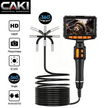 360 Articulating Borescope 1080P 6.0mm 4.3inch LCD Monitor Industrial Inspection Camera With 2 Way Articulation For Automotive 1