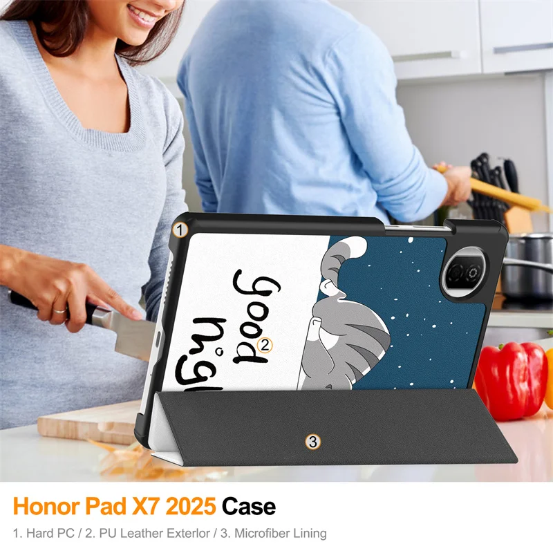 Magnetic Stand Leather Painted Tablet Cover for 8.7-inch Devices - Kids Edition