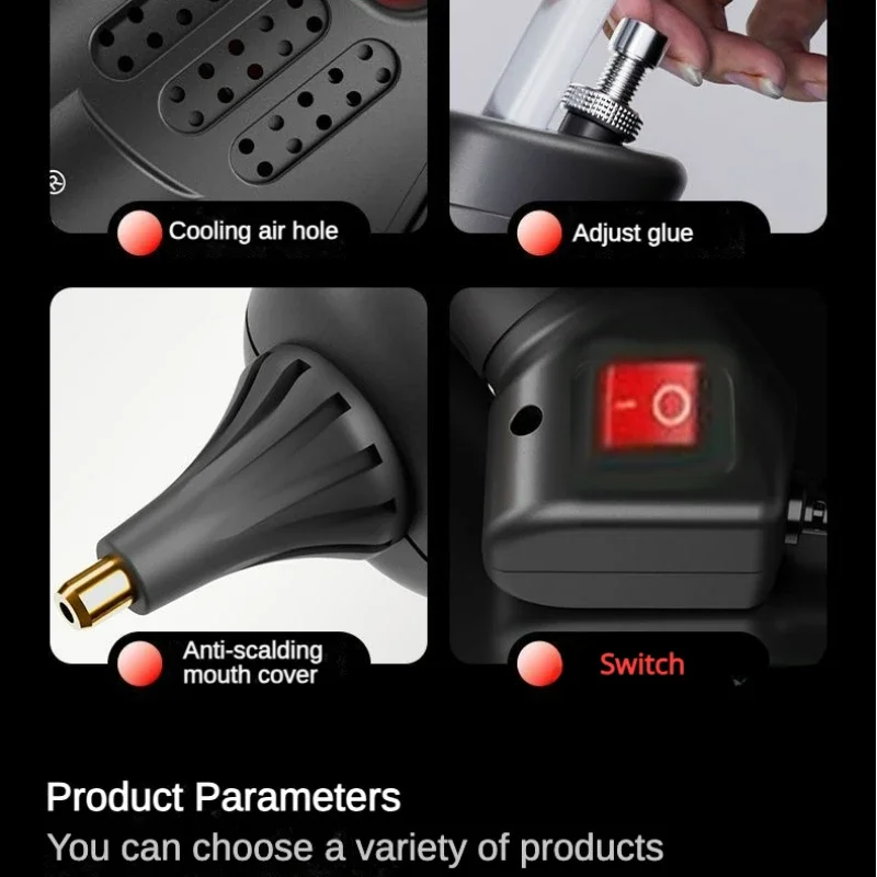 11mm Hot Melt Glue Gun 300W Glue Sticks and Copper Nozzle Hot Silicone Gun Yellow/Red/Black Car Repair handmade DIY Tools hot melt glue gun hot glue gun