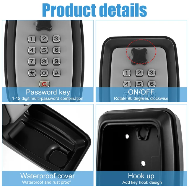 Key Lock Box Wall-Mount Secret Code Security Key Safe Secret Organizer Box No Key Home Office Weatherproof Safe Key Keeper NEW 4