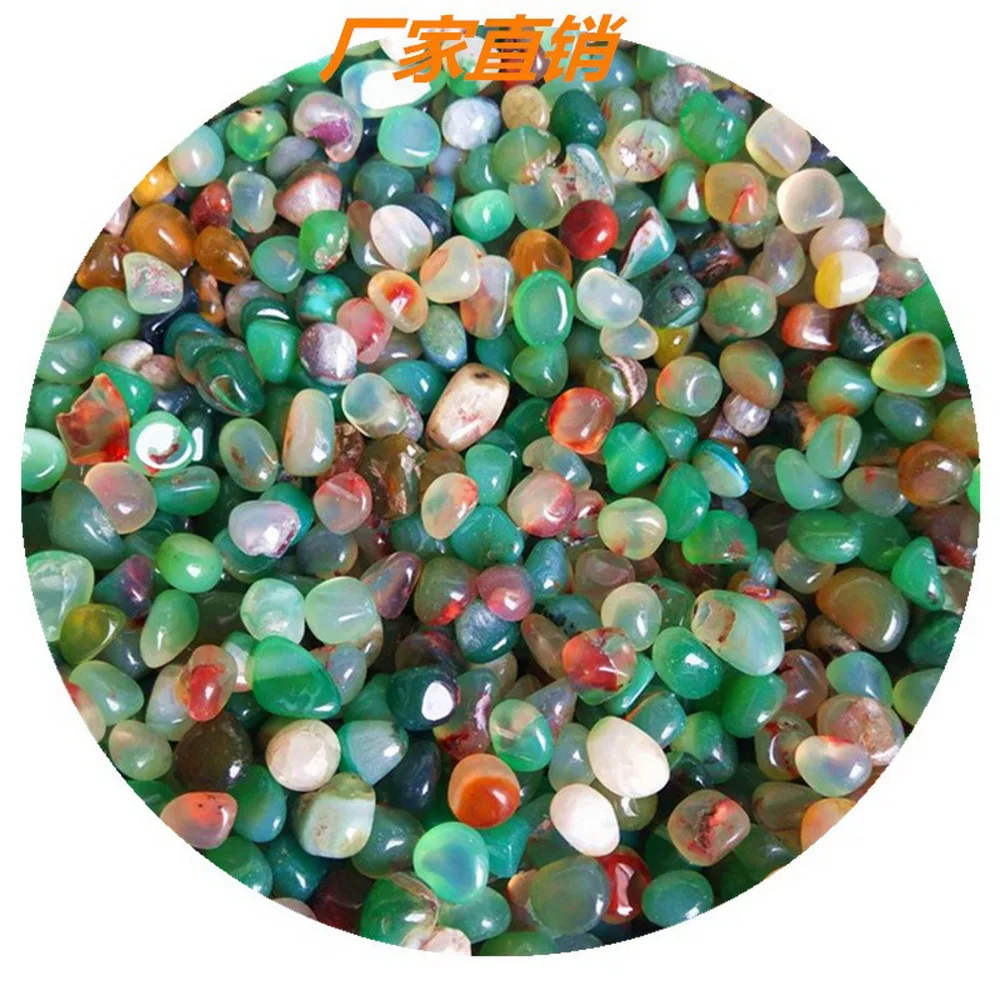 Red green agate Crushed Stone Vase Fish Tank Flower Pot Decoration Soil Filling Natural Raw Stone Polishing,100g