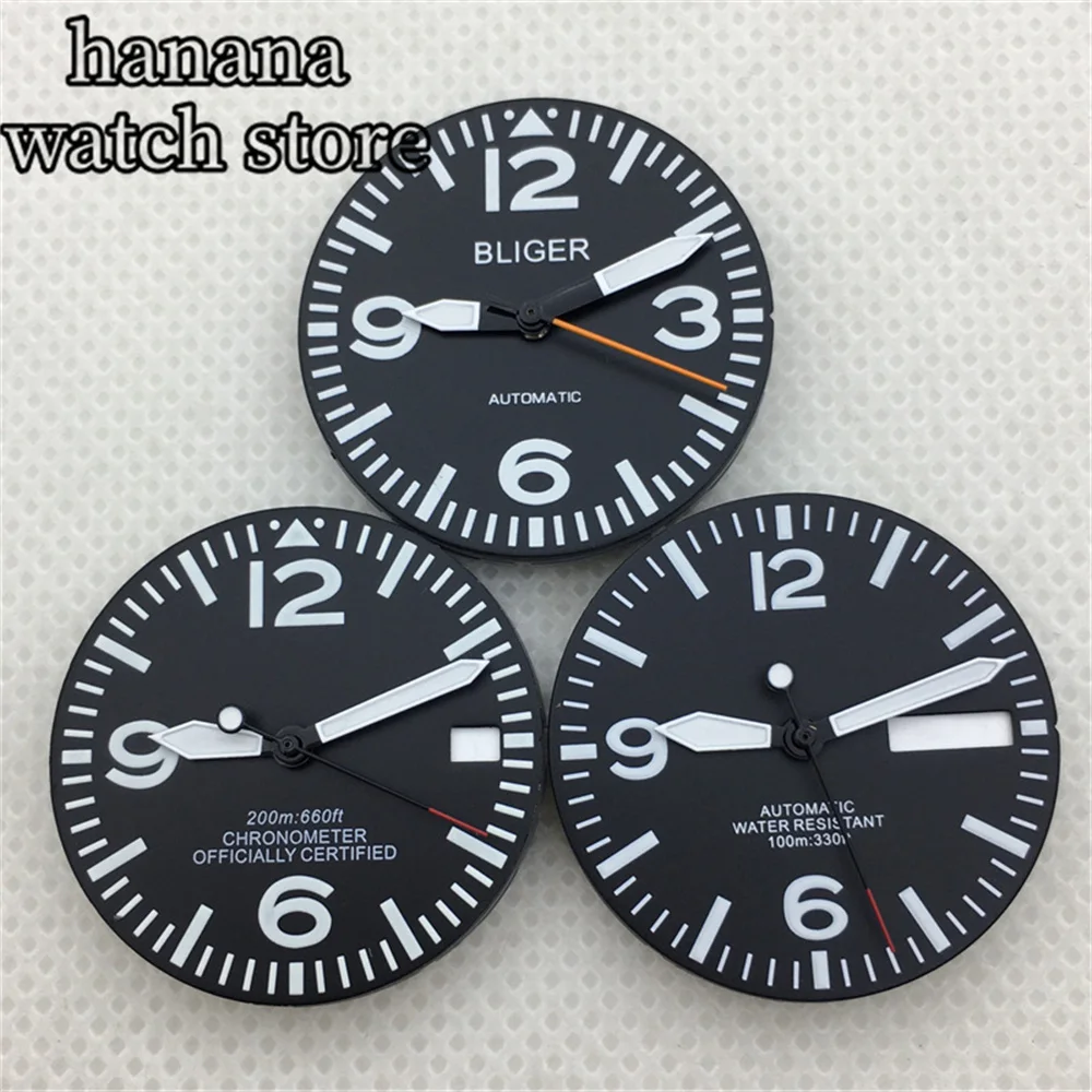 29mm Black and White Full Luminous Dial with Green Luminescence