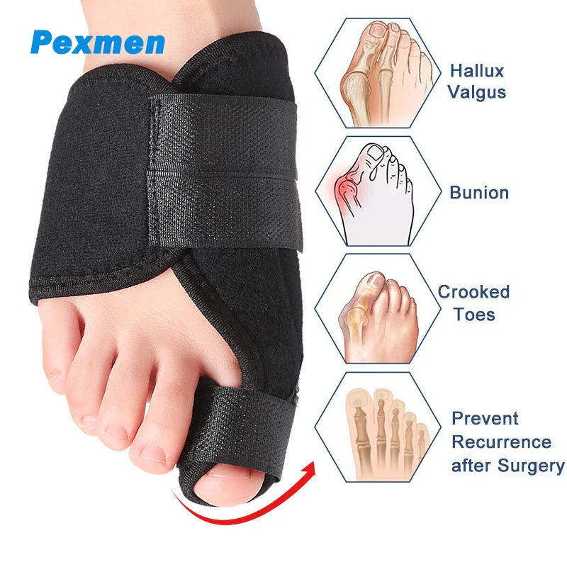 Pexmen 2pcs Bunion Corrector Toe Splints Adjustable Foot Wrap and Big Toe Brace to Correct Toe for Hallux Valgus Bunion Relief