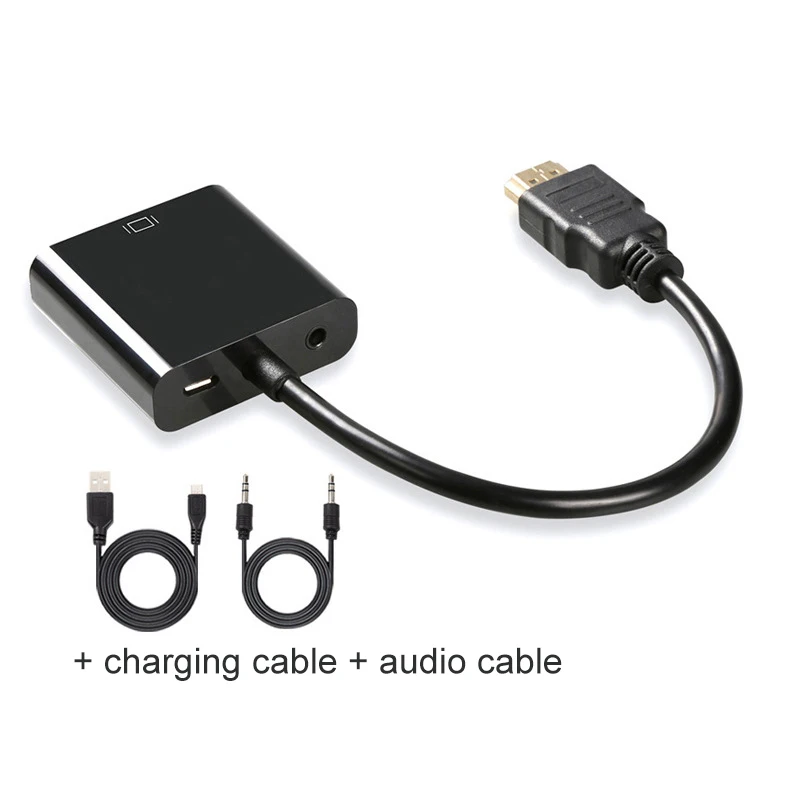 Câble HDMI Vers VGA Loydia 1m - Adaptateur Or 1080p | Compatible PC, Moniteurs, Projecteurs, Xbox