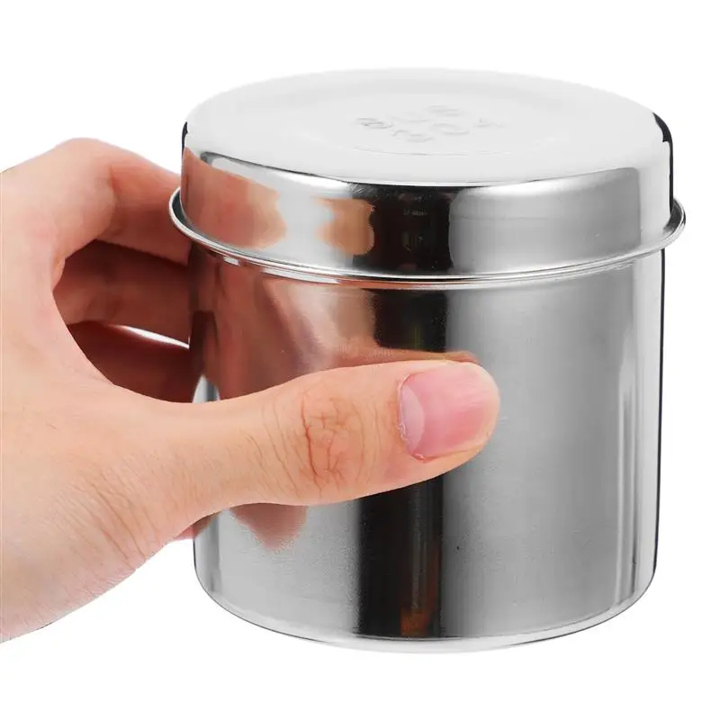 12cm Stainless Steel Cotton Can Barrel Laboratory Instruments Tools Storage Tank With Cover Round Box