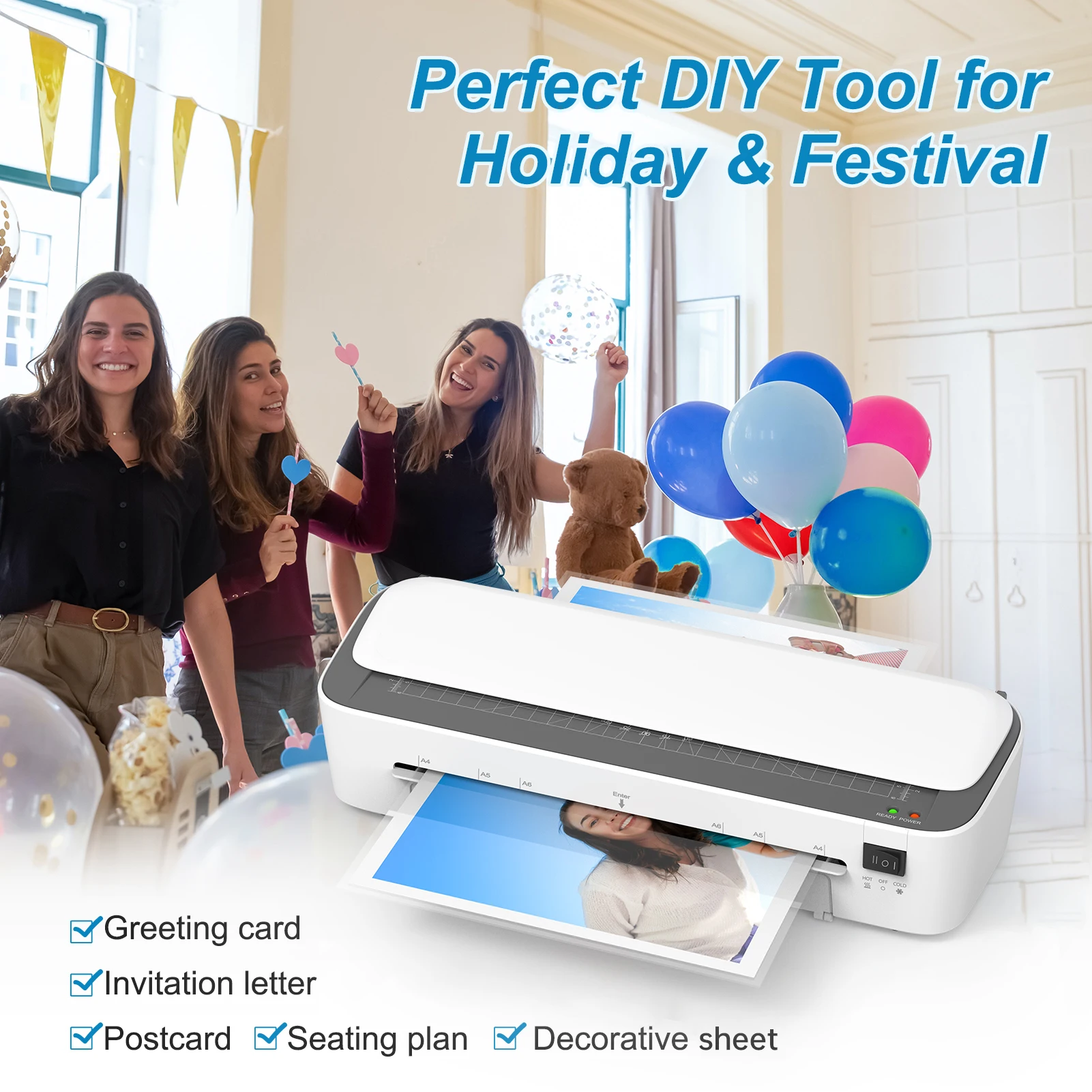 【New】BISOFICE A4 Laminating Machine 9 inches Thermal Laminator Machine Desktop 6IN1 Multifunctional Hot and Cold Lamination