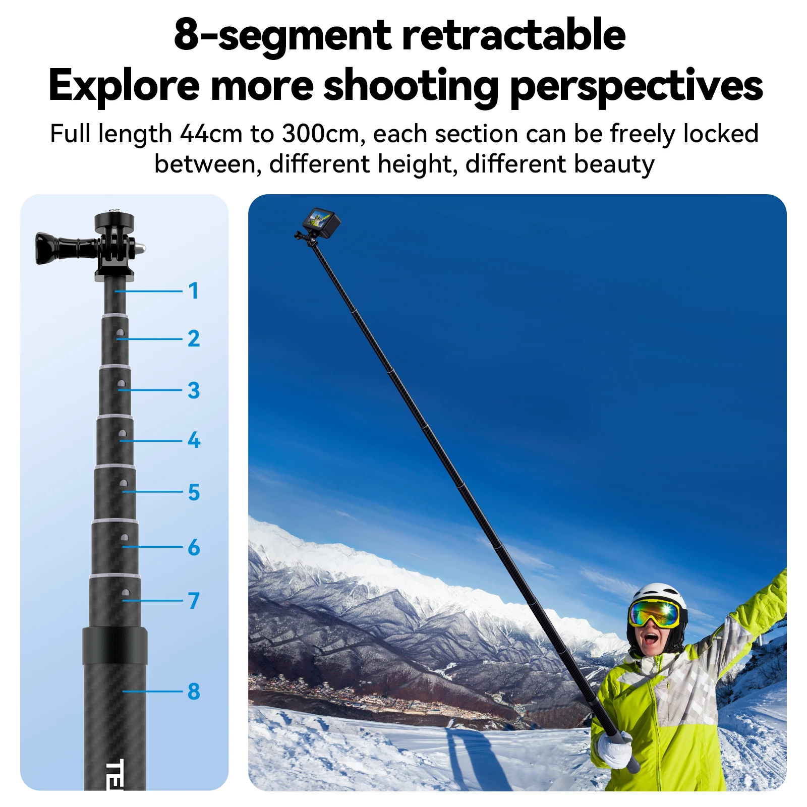 ULANZI VL02 2.7m Carbon Fiber Extended Invisible Selfie Stick - View #12
