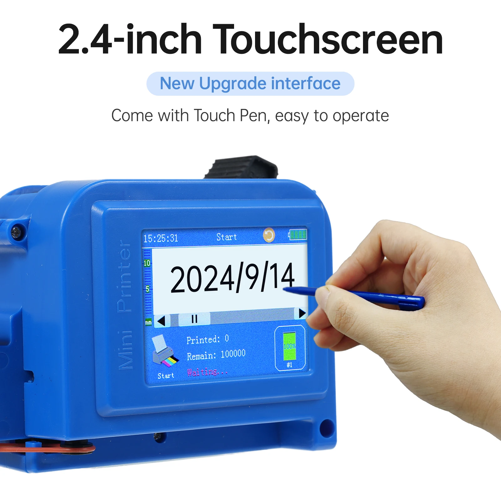 NEW Handheld Inkjet Printer with 2.4 Inch Touchscreen Intelligent Barcode Printer Support Logo Date QR Code Symbols Batch Number