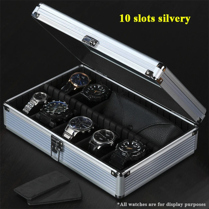 10-Slot Multi-Purpose Aluminum Alloy Watch Storage Case with Removable Internal Divider... - SKU AWSC1109 - UGI Packaging