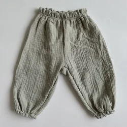 Organic Cotton Baby Pants - Cute Print Soft Muslin足 - 2 - 3Y (Green)